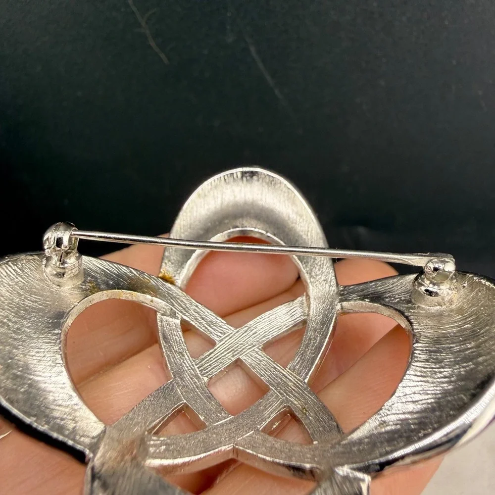 Vintage Trifari Brooch Atomic Celtic Silver And Gold Tone Signed